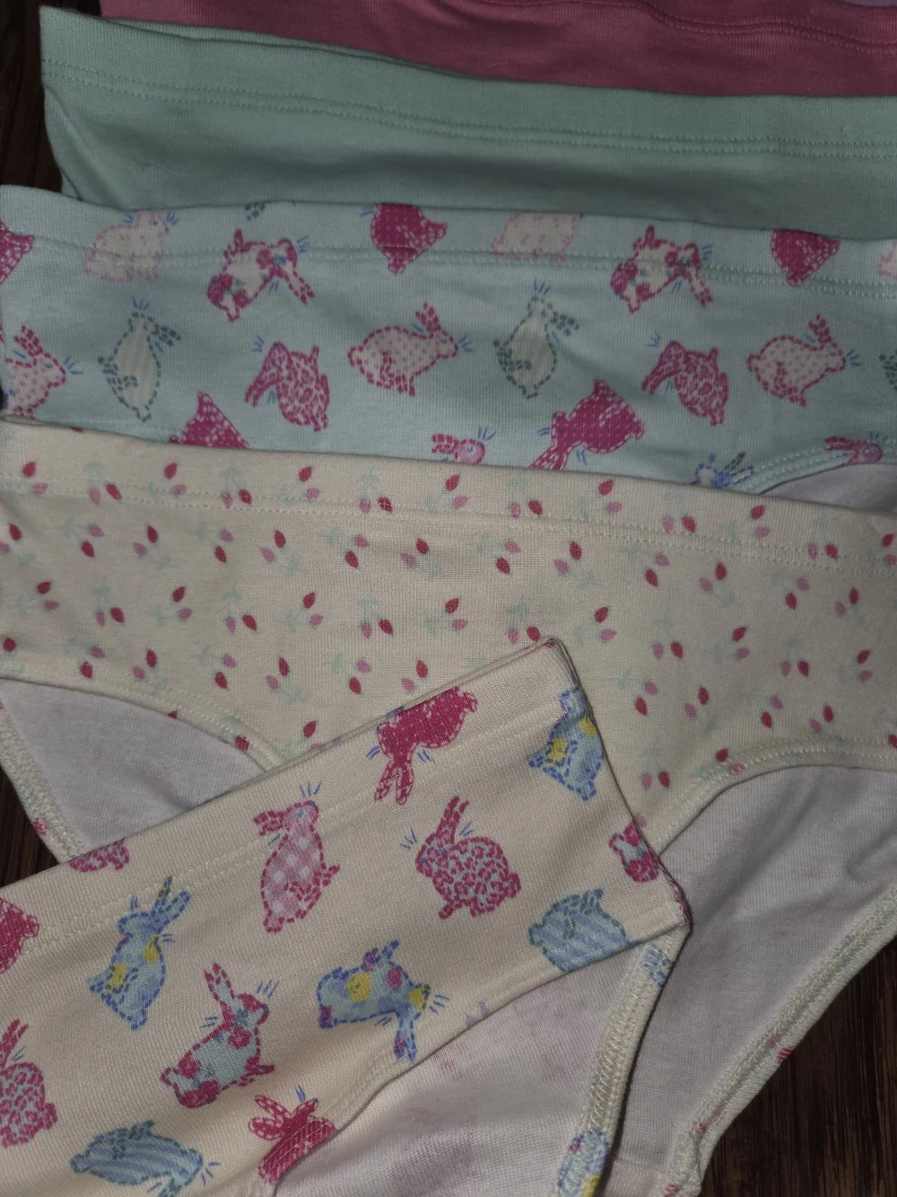 Lucky + Mr Girls' 7-Pack Bunny & Floral Briefs - Pink & Mint